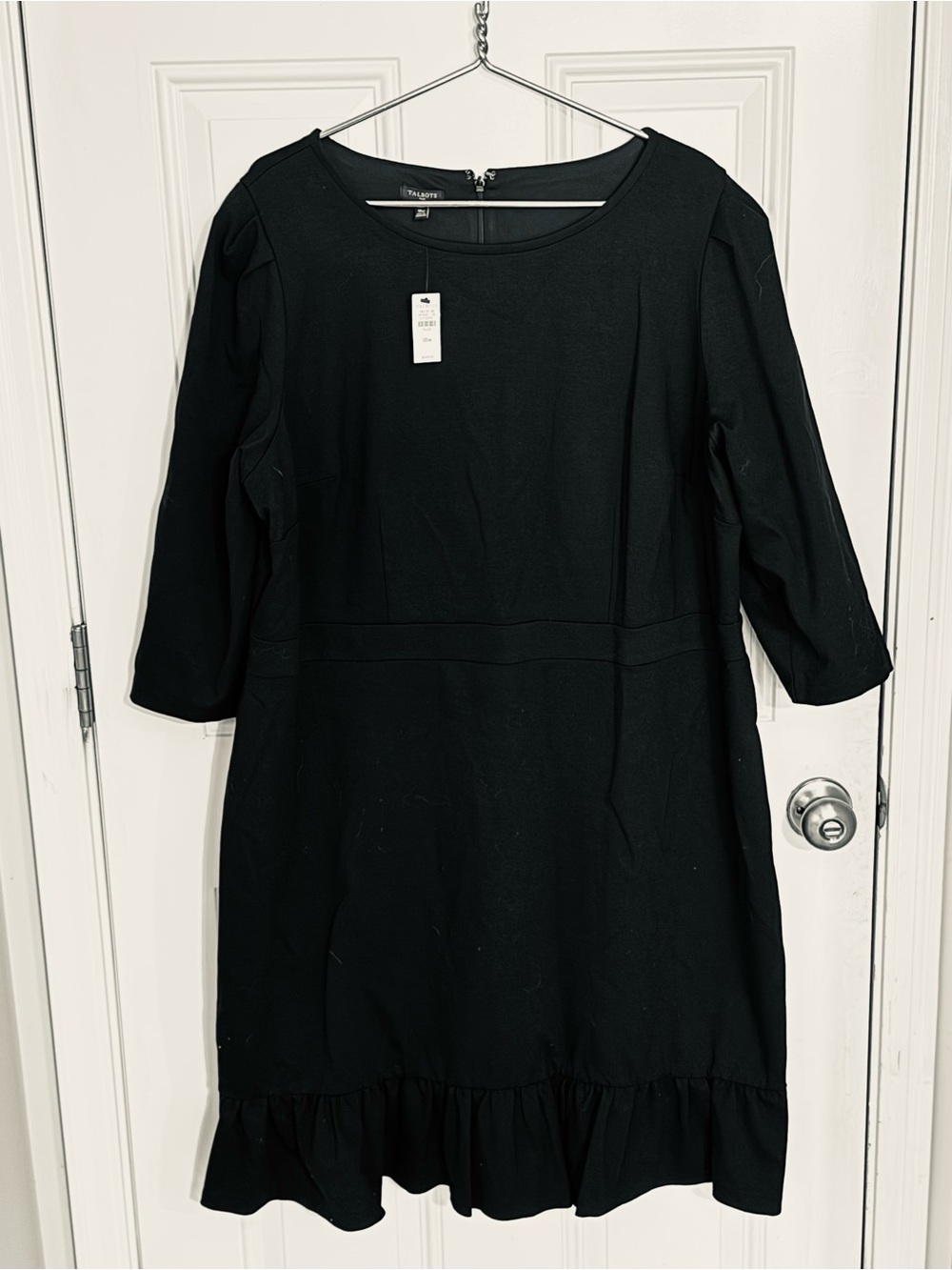 TALBOTS NWT $149 Funeral Chic Black Ruffle Bottom Dress Size 18W